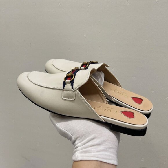 NWOB Gucci Women's Princetown Leather Horse Bit Mule White Size 40. - Picture 4 of 10